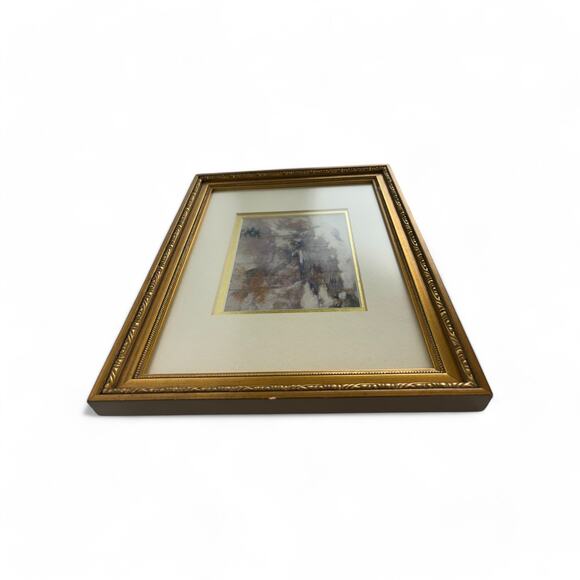 Framed Winter Landscape Painting Print in Gold Ornate Frame - Picture 4 of 6